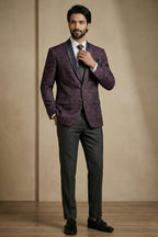 Purple Jacquard 2 Piece Suit