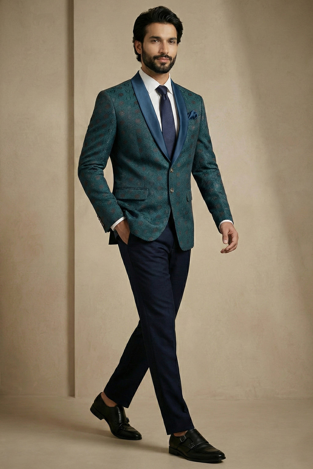 Rama Blue Jacquard 2 Piece Suit