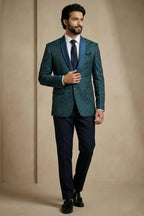 Rama Blue Jacquard 2 Piece Suit