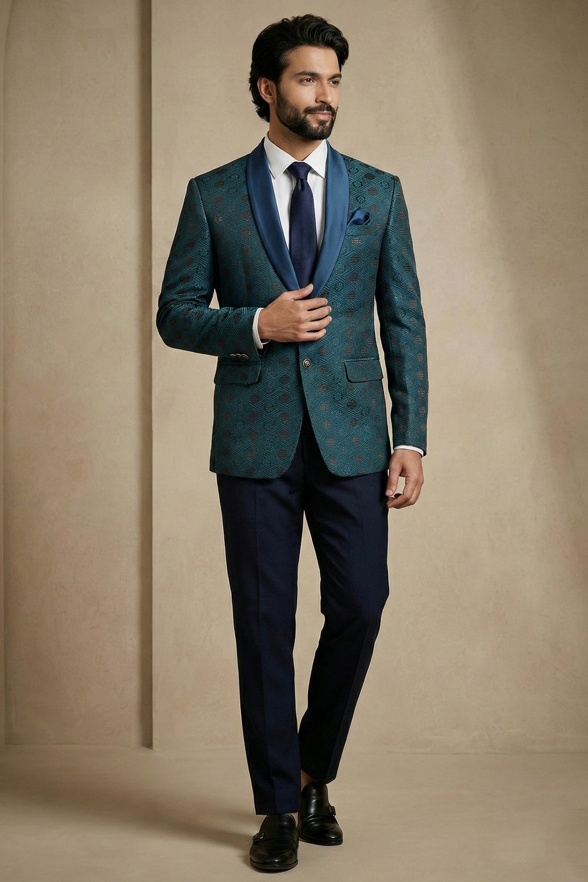 Rama Blue Jacquard 2 Piece Suit