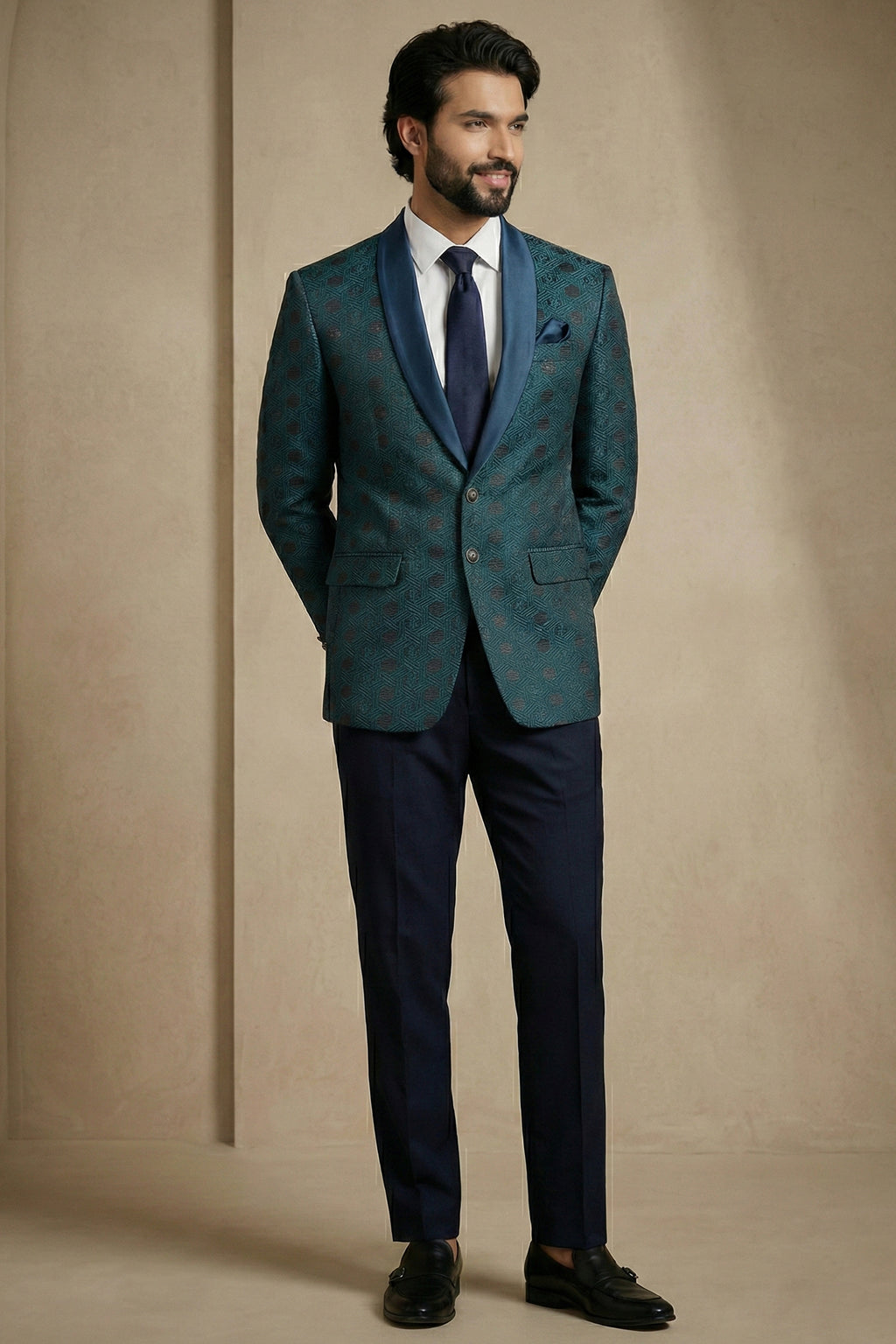 Rama Blue Jacquard 2 Piece Suit