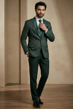 Green Jacquard 2 Piece Suit