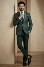 Green Jacquard 2 Piece Suit