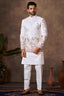 Pearl White Embroidered Kurta Pajama with Jacket