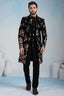 Black Silk Embroidered Jacket Indo Western Set