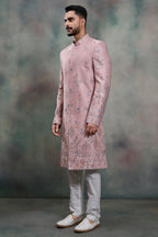 Dusty Pink Silk Embroidered and Sequin Work Indo Western Set