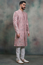 Dusty Pink Silk Embroidered and Sequin Work Indo Western Set
