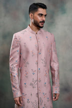 Dusty Pink Silk Embroidered and Sequin Work Indo Western Set