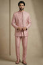 Light Pink Satin Jacquard Satin Jacket Indo Western Set