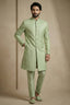 Olive Green Jacquard Indo Western Set