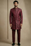 Dark Maroon Jacquard Indo Western Set