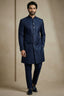 Navy Blue Jacquard Indo Western Set