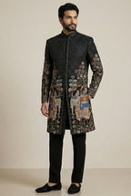 Black Velvet Zardosi and Bead Work Indo Western Set