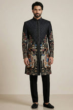 Black Velvet Zardosi and Bead Work Indo Western Set