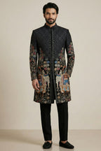 Black Velvet Zardosi and Bead Work Indo Western Set