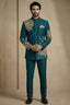 Rama Blue Satin Embroidered Jodhpuri Suit