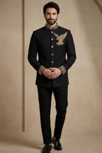 Black Silk Beaded Jodhpuri Set