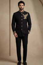 Black Silk Beaded Jodhpuri Set