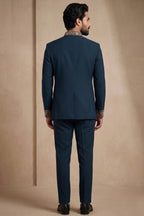 Deep Teal Blue Satin Beaded Jodhpuri Suit