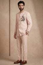 Blush Pink Satin Beaded Jodhpuri Suit