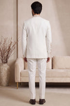 Off White Satin Beaded Jodhpuri Suit