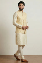 Gold Cream Banarasi Dupion Kurta Pajama with Jacket