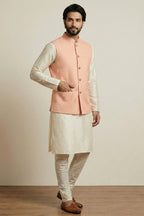 Cream Banarasi Dupion Kurta Pajama with Jacket