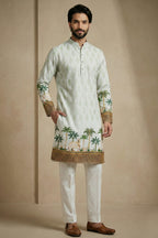 Green Cotton Printed Kurta Pajama