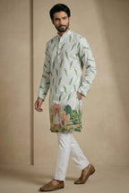 Mint Green Cotton Digital Printed Kurta Pajama