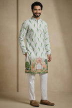 Mint Green Cotton Digital Printed Kurta Pajama