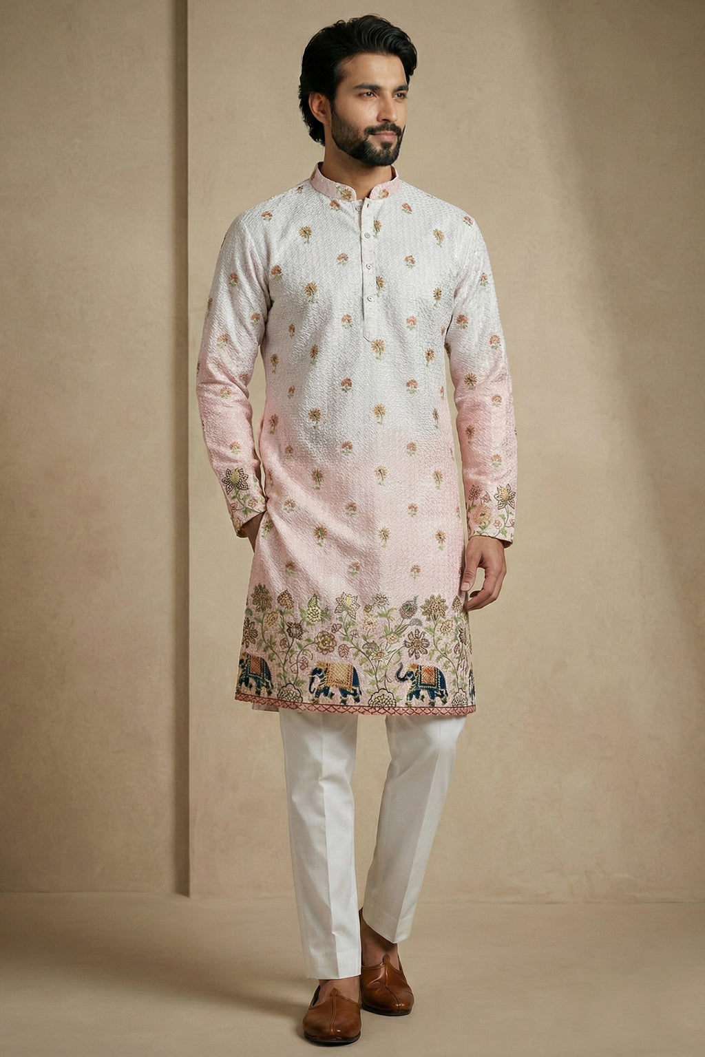 Multi Colored Cotton Printed Kurta Pajama