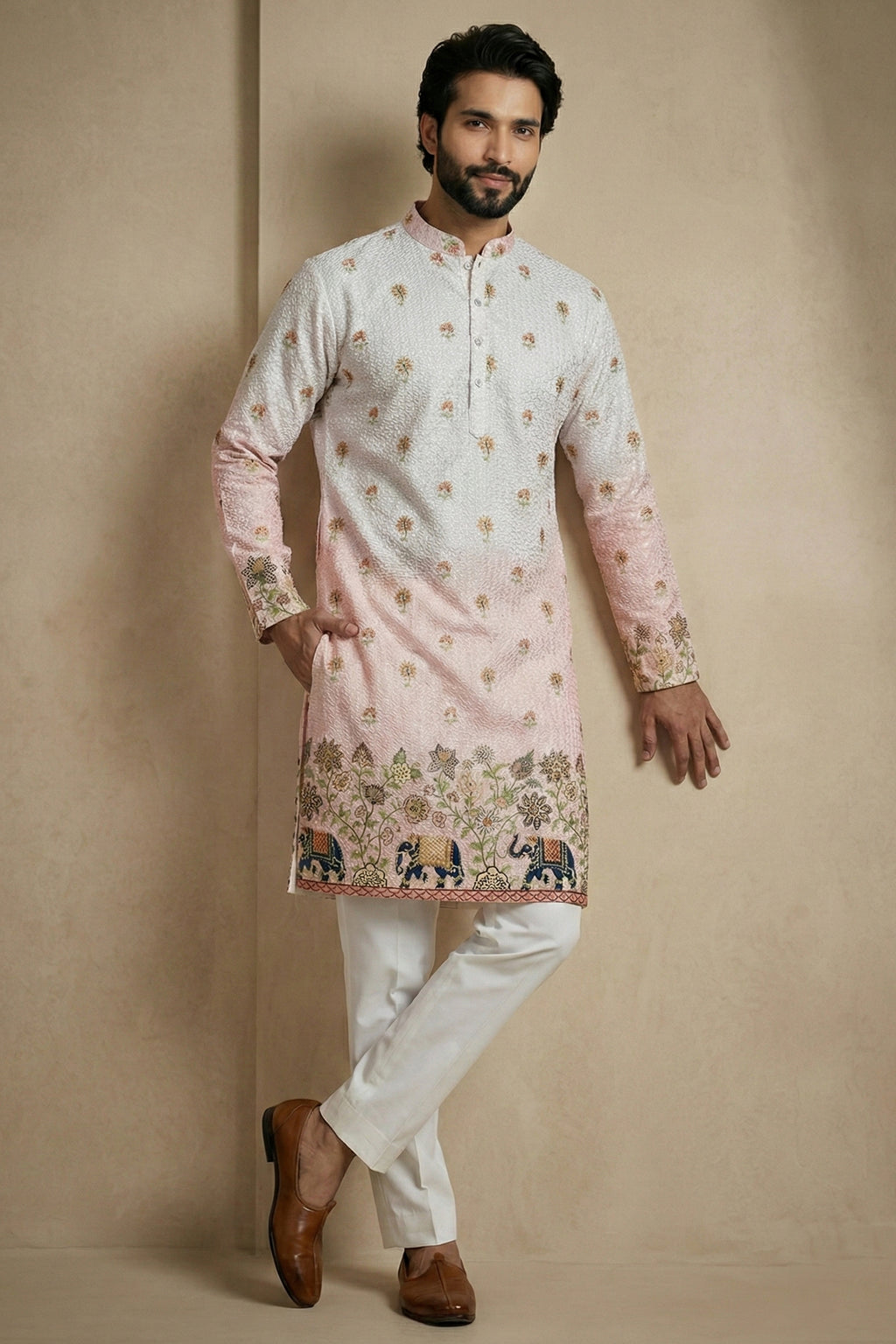 Multi Colored Cotton Printed Kurta Pajama