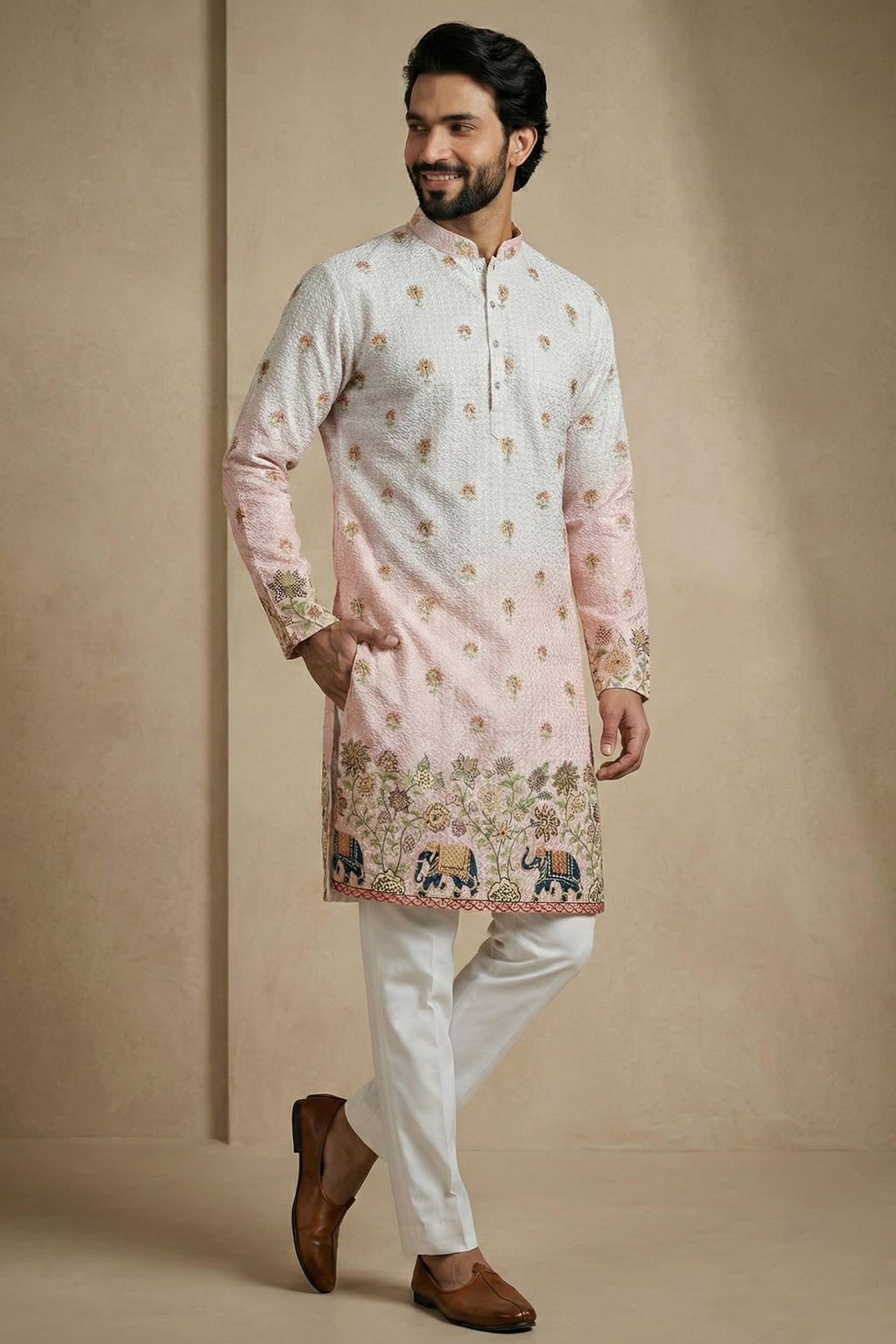 Multi Colored Cotton Printed Kurta Pajama