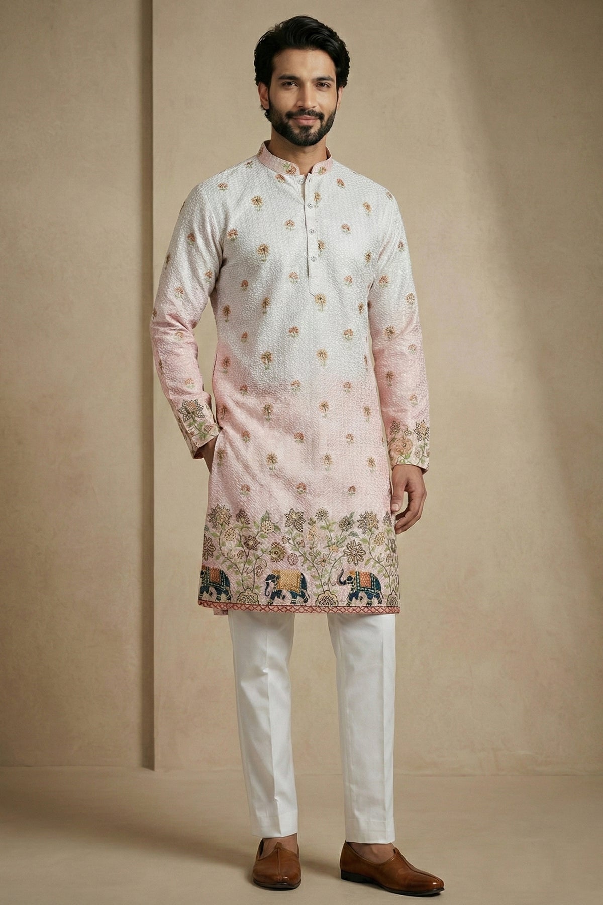 Multi Colored Cotton Printed Kurta Pajama