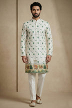 Green Cotton Printed Kurta Pajama
