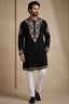 Black Silk Embroidered Kurta Set