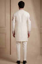 Pearl White Silk Embroidered Kurta Set
