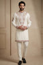 Pearl White Silk Embroidered Kurta Set