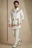 Pearl White Silk Embroidered Kurta Set