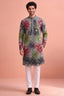 Grey Art Silk Embroidered and Printed Work Kurta Pajama