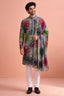 Grey Art Silk Embroidered and Printed Work Kurta Pajama with Stole