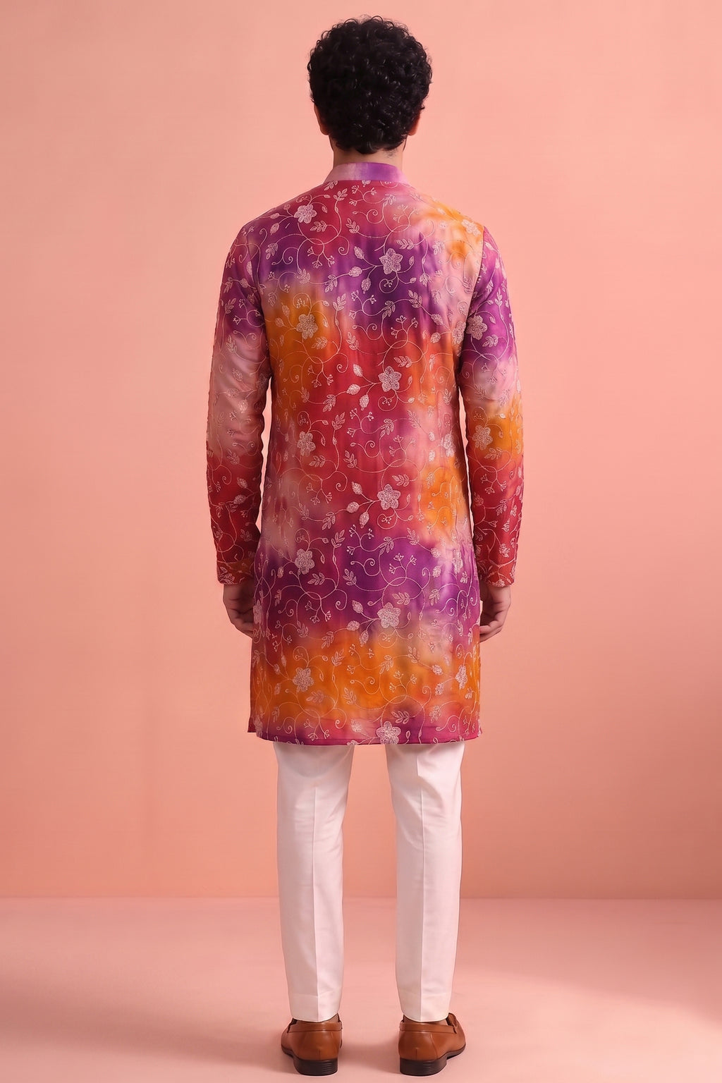 Multi Colored Art Silk Embroidered Kurta Pajama