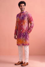 Multi Colored Art Silk Embroidered Kurta Pajama