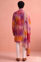 Multi Colored Art Silk Embroidered Kurta Pajama with Stole