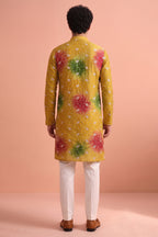 Mustard Art Silk Embroidered Kurta Pajama
