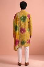 Mustard Art Silk Embroidered Kurta Pajama with Stole