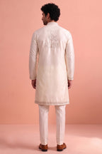 White Satin Embroidered Kurta Pajama