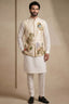 Off White Viscose Embroidered Kurta Pajama with Jacket