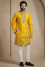 Yellow Satin Embroidered Kurta Pajama