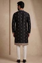 Black Satin Embroidered Kurta Pajama